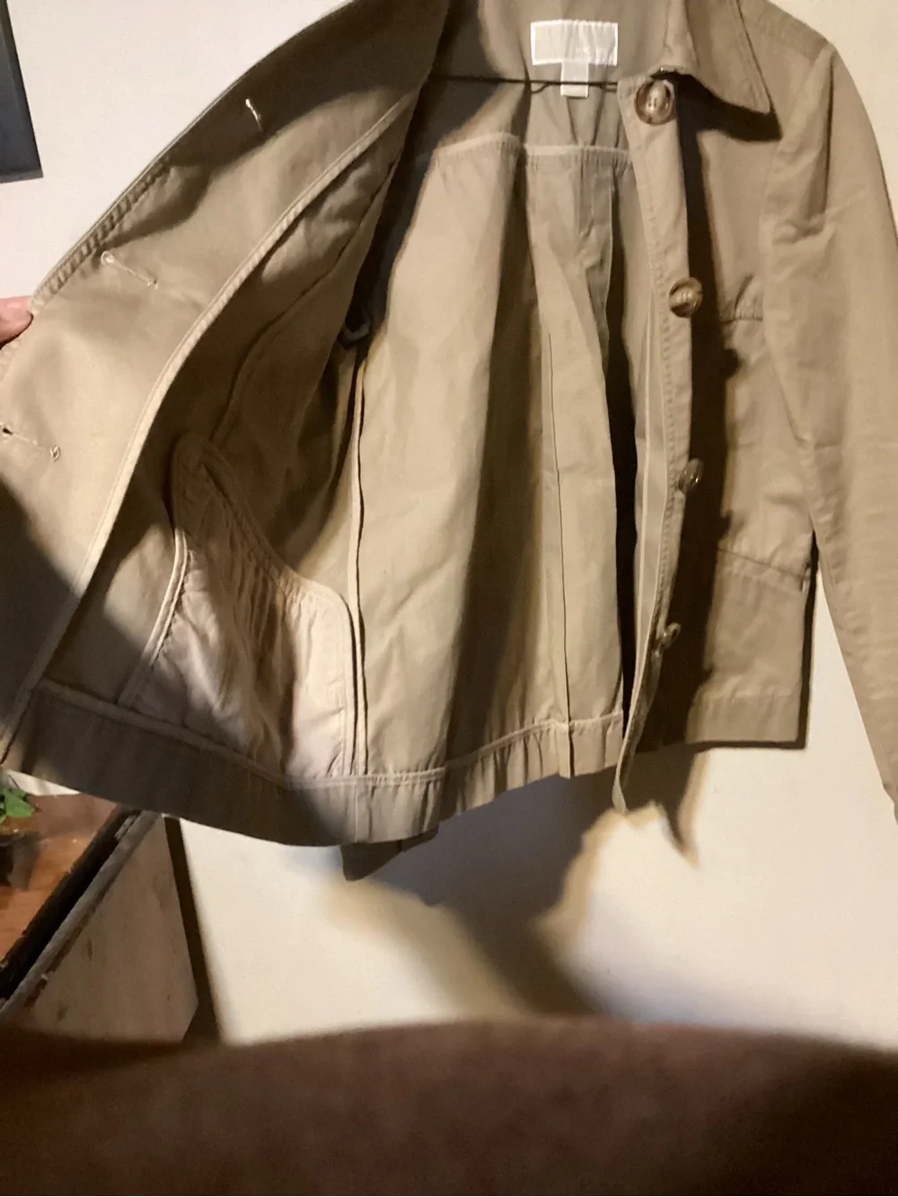 Michael Kors Khaki Tan Button-Front Cotton Swing Jacket Size S